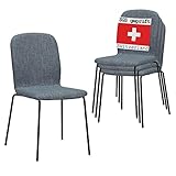 ALBATROS Esszimmerstühle 4er Set ENNA, grau - stapelbar, bequemer Polsterstuhl...