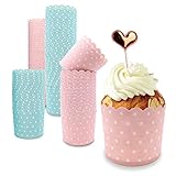 Muffin Papierförmchen, 100 Stück Rosa und Blau Cupcake Wrapper, Muffin...