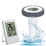 Funk Pool-Thermometer IP67 Wasserdicht, Wireless Schwimmende Digital...