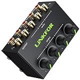 LiNKFOR Audio Mixer Stereo Passiver Mischer 4 Kanal Stereo Audiomischer mit 4...