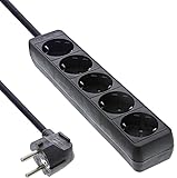 InLine 16451E Steckdosenleiste, 5-fach Schutzkontakt 1,5m, schwarz