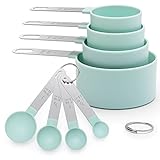 Messlöffel set 8-teiliges Set mit Edelstahlgriffen, mit 4 Measuring Cups und 4...