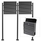 Wiltec 2er Set Designer Briefkasten V16 Anthrazit 1000 x 135 x 1200 mm,...