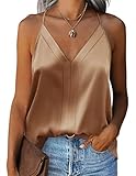 Zeagoo Cami Top Satin Damen Seidentop V Ausschnitt Oberteil Spaghettiträger Top...