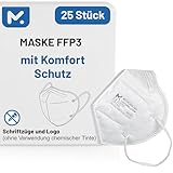 25 FFP3 Mund- und Nasenschutz Maske mit EC Zertifizierung, 5 Lagige Maske ohne...