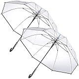 Carlo Milano Schirm transparent: 2er-Set transparente Stock-Regenschirme, Stahl...
