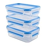 Emsa Clip & Close Frischhaltedosen Set, 3 x 0,55 L, Vorratsdosen, Mealprep-Set,...
