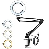 YGiTK LED Lupenleuchte Lupenlampe mit Schwenkarm 8X, Lupe mit Licht, Tischlampe...