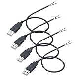 Leloco 4 Stück 30cm USB Typ A Pigtail Kabel 22AWG, 5V 3A Stromkabel mit USB...