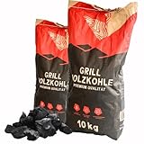 RHINOROCK Profi-Grillkohle 20 kg (2X 10 kg) – Premium Buchenholzkohle für...