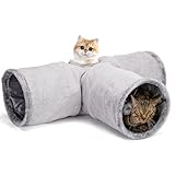 Nobleza Katzentunnel, 3-Wege Faltbar Katzentunnel mit 1 Loch und Katzenspielzeug...