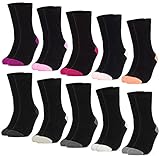 Occulto 10 PAAR SOCKEN für DAMEN aus BAUMWOLLE (Modell: Gertrud) Schwarz-pink...