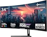 Minifire 34' UWQHD Curved Gaming Monitor 165Hz(DP),3440 x 1440,Curved 1500R,1...