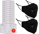 2 Stück Sicherheitsmaske aus Baumwolle mit 12 Filtern, wiederverwendbare...