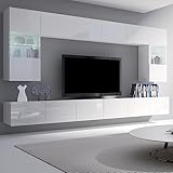 Lomadox Wohnwand Anbauwand weiß Hochglanz 6-teilig Modern, mit 2 TV-Lowboards,...