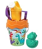 Dino Eimergarnitur, Sandspielzeug, 6 Teile, Eimer, Sieb, Sandform, Schaufel,...