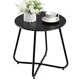 HollyHOME Beistelltisch Outdoor Balkontisch Klein Gartentisch Rund Beistelltisch...