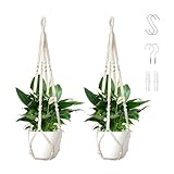 KiauFdcf 2er Set Makramee Blumenampel 35in - Baumwollseil Blumentopfhalter mit 4...