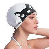 COPOZZ Erwachsene Badekappe, Wasserdicht Schwimmkappe für Damen, Lange Haare...