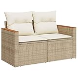 vidaXL Gartensofa mit Kissen 2-Sitzer, Sofa mit Staufach unter Sitzfläche,...