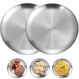 SHSHbuy 2 Stück Edelstahl Rundes Geschirr Edelstahl Teller Camping Teller...