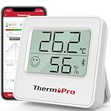 ThermoPro TP357 80m Bluetooth Hygrometer Innen Raumthermometer Digital mit APP...