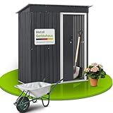 Juskys Metall Gerätehaus S mit 1 m², Pultdach, Schiebetür & Fundamentrahmen -...