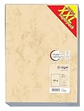 SIGEL T1081 Hochwertiges Marmor-Papier A4 beige (250 Blatt, 90 g) beidseitig...