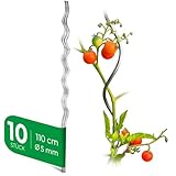 Novatool 10 Stück Tomatenstäbe 110 cm x 5 mm Ø Tomatenspiralstäbe verzinkt...