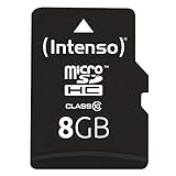 Intenso microSDHC 8GB Class 10 Speicherkarte inkl. SD-Adapter, schwarz