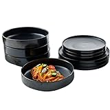 Kadum Schwarze Keramikteller – Verschiedene Größen & Sets | Matt glasiert,...