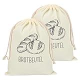 2 Stück Brotbeutel Leinen, 30 x 40cm Leinenbeutel mit Kordelzug Brotsack...