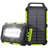 Solar Powerbank 26800mAh, PD 15W Tragbares Solarladegerät mit Solarpanel, USB C...