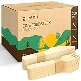greenli® Einwegbesteck Set - 200 Holzgabeln und Holzmesser - Nachhaltiges...