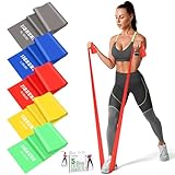5 Stück Fitnessbänder Set, 1.5M Gymnastikband Resistance Bands in 5 Stärke...