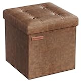 SONGMICS Sitzhocker 38 cm, Aufbewahrungsbox faltbar, Fußhocker mit Deckel, aus...