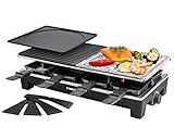 ROMMELSBACHER Raclette Grill RCS – 2 Wendegrillplatten, 1 Steingrillplatte, 8...