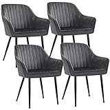 SONGMICS Esszimmerstuhl, 4er Set, Küchenstuhl, Sessel, Samt, Polsterstuhl mit...