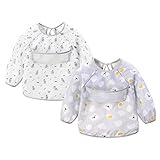 Wasserdichte Fütterlätzchen Baby Lätzchen mit Ärmel Mädchen Junge 2PCS