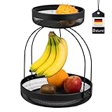 eluno 2-stöckige Obstetagere mit Bananenhalter, Brotkorb, Obstschale, Obstkorb...