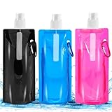 Jiahuade Faltbare Trinkflasche,3 Stück Faltbare Wasserflaschen,500ML...