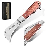 WORKPRO Klappbares Elektriker Messer mit Gebogene Edelstahl-Klinge, Polierter...