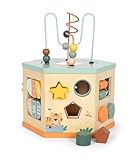 Small Foot Motorikwürfel „Safari“ aus Holz, Motorikspielzeug mit 7 Seiten,...