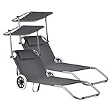 casa.pro Sonnenliege 'Falun' 2er Set mit Sonnendach und Rollen Verstellbar...