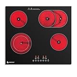 AMZCHEF Glaskeramikkochfeld 4 Platten 7200W, Herdplatte 4 Kochfelder 60 cm, 9...