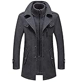SKYWPOJU Herren Dufflecoat Kurzmantel Wollmantel Business Trenchcoat Lange...
