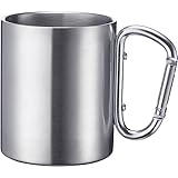 Westmark Edelstahltasse mit Karabinerhaken – praktische Camping-Tasse Outdoor,...