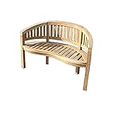 Ambientehome Teak Bananenbank 2-sitzer Teakbank Gartenbank Sitzbank 120 cm, 88.5...