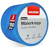 GAUDER Malerkrepp (24 mm x 50 m) | 3x Kreppband für Malerarbeiten und...