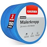 GAUDER Malerkrepp (24 mm x 50 m) | 3x Kreppband für Malerarbeiten und...